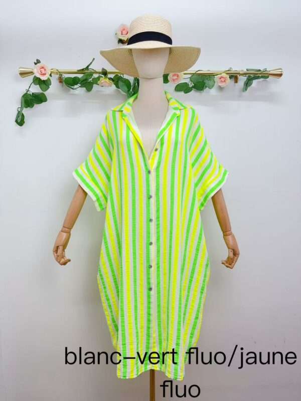 Robe chemise gaze de coton multicolore Réf 20250016