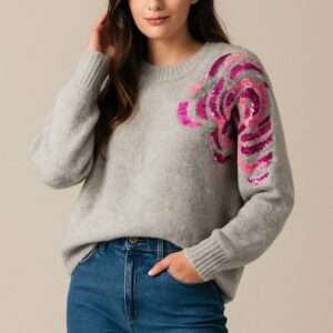 Pull à motif fleur en sequins Ref 20251500