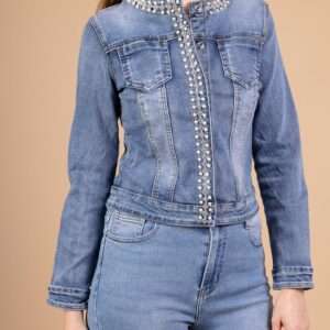 Veste en jean ornée de perles  Réf20251650✨