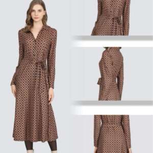 Robe chemise mi-longue imprimée géométrique Réf 20251000