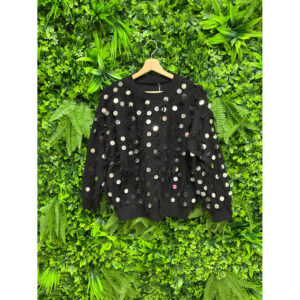Pull noir à sequins ronds Réf 20251850